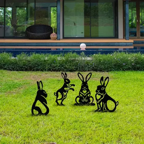 Bytové doplnky a dekorácie Súprava dekoratívnych kovových doplnkov do záhrady Rabbits