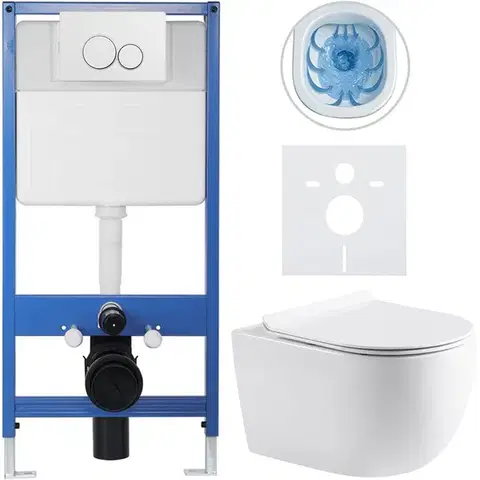 Záchody CERANO - Kompletný WC set Profi/Felci - biela lesklá - WC tlačidlo Duo/Biela - predstenová inštalácia - 52,5x36 CER-8050BD84315
