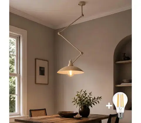 Svietidlá BRILAGI - LED nastaviteľný luster na tyči IRONBEAM 1xE27/60W/230V béžový 8590828104995