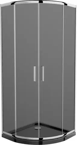 Vane MEXEN/S - Rio štvrťkruhový sprchovací kút 80 x 80, grafit, chróm + vanička so sifónom Flat, čierny 863-080-080-01-40-4170