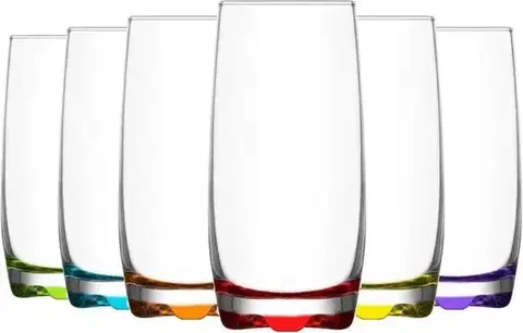 Poháre Kinekus Pohár na vodu 390ml ADORA sklo, farebné dno, 6ks sada