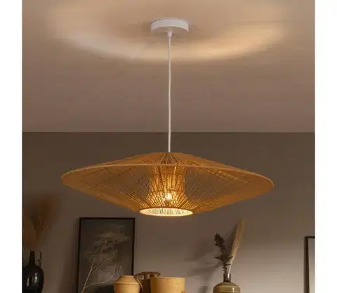 Svietidlá BRILAGI - LED luster na lanku CERIA BOHO 1xE27/40W/230V pr. 70 cm biela/hnedá EG300171+EG781104