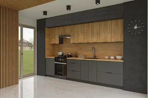 Kuchynské linky CRAF moderná kuchyňa 300, zlatý craft / grafit