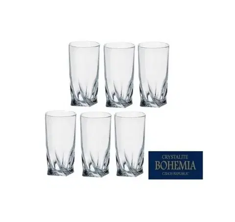 Poháre Kinekus Sklenený pohár na vodu long, objem 350ml, 6ks sada, QUADRO BOHEMIA