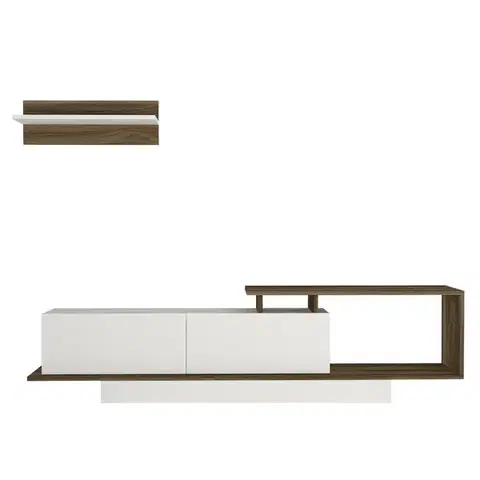 Konferenčné stolíky Televízny stolík s policou Asos White and Walnut