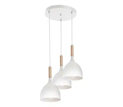 Svietidlá  Luster na lanku NOAK WOOD 3xE27/15W/230V biela/buk 1195