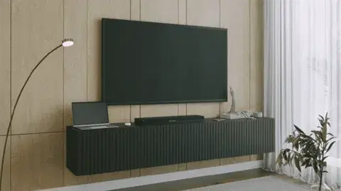 TV stolíky ArtExt Závesný TV stolík JOY | 200 cm Farba: Čierna (dražky)