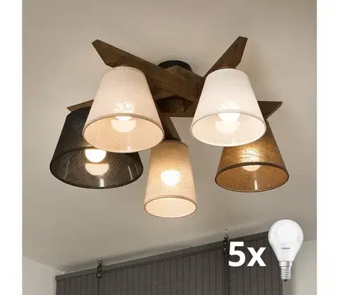 Svietidlá BRILAGI - LED  Prisadený luster ANTHONY 5xE14/40W/230V dub orech 8590828610854