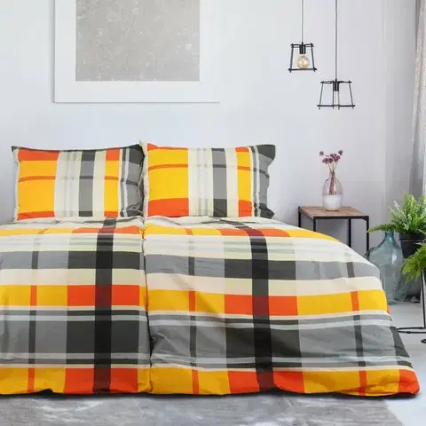 Obliečky B.E.S. Petrovice Bavlnené obliečky Exkluziv Orange kube, 140 x 200 cm, 70 x 90 cm