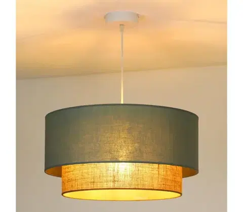 Svietidlá  - Luster na lanku BOHO 1xE27/15W/230V pr. 45 cm zelená/hnedá 89781