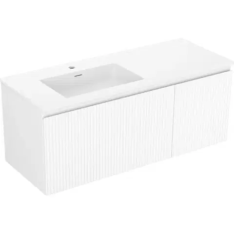 Kúpeľňový nábytok MEXEN/S - Rivel kúpeľňová skrinka 120 cm s umývadlom Otis ľavá, 1S, 1D, reliéf, biela mat 91A23-12047-3-BBFF01-W18L01