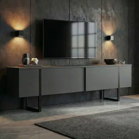 TV stolíky ROME TV stolík na nožičkách, antracit/čierna