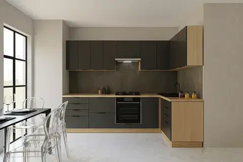 Kuchynské linky CRAF R2 moderná rohová kuchyňa 280 x 140, grafit