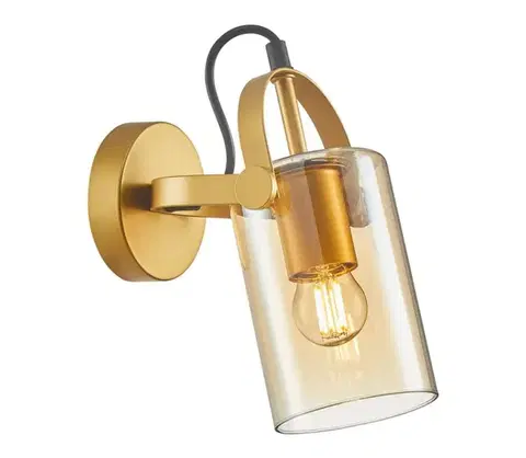 Svietidlá  WL-32453-1 GD+AMB -Nástenné bodové svietidlo NANESMA 1xE27/40W/230V zlatá WL-32453-1 GD+AMB