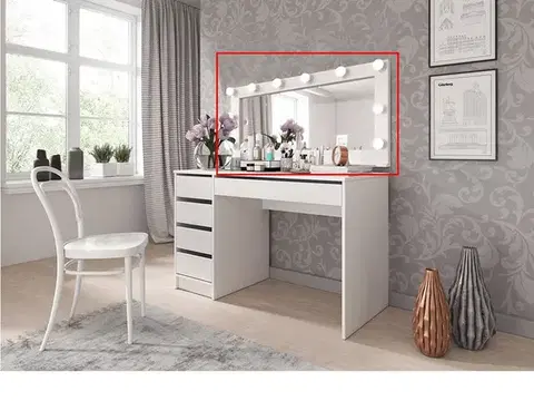 Zrkadlá KONDELA Dakota zrkadlo na stenu s osvetlením biela