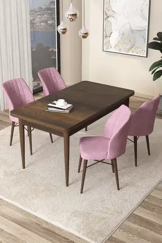 Jedálenské sety Dining Table & Chairs Set (5 Pieces) Arp - Baroque, Pink