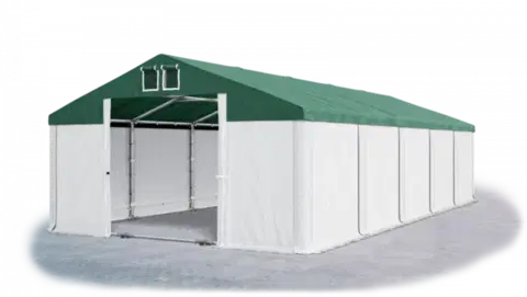 Záhrada Skladový stan 5x10x2,5m strecha PVC 560g/m2 boky PVC 500g/m2 konštrukcie ZIMA PLUS Zelená Bílá Bílá