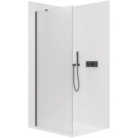 Sprchové dvere CERANO - Sprchová zástena Walk-in Onyx YL/P - 8 mm - čierna matná, mliečne sklo - 100x200 CER-8050BD1140