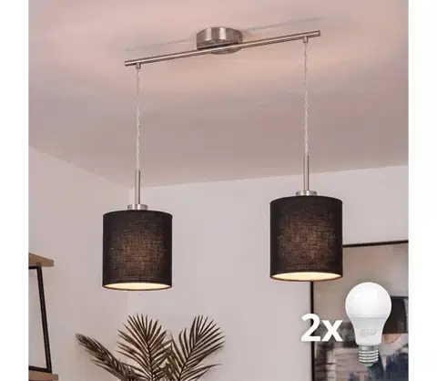 Svietidlá BRILAGI - Závesný LED luster NUBILA 2xE27/60W/230V čierny EG32519+2xBG1581