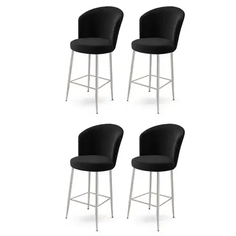 Barové stoličky Bar Stool Set (4 Pieces) Fora - Black, Chrome