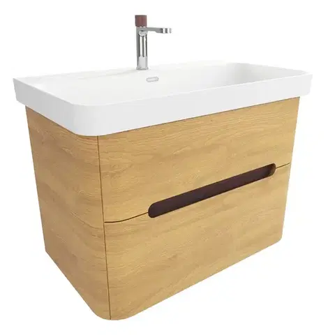 Kúpeľňový nábytok Kúpeľňová skrinka s umývadlom SAT Fusion 77,5x53x45 cm dub medový mat SATFUSION280DMMWBA SATFUSION280DMMWBA