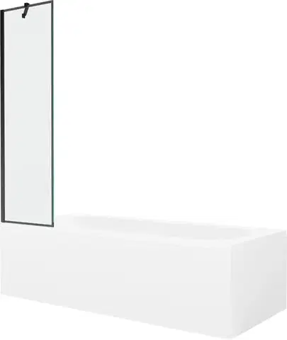 Sprchové dvere MEXEN/S - Vega obdĺžniková vaňa 180 x 80 cm s panelom + vaňová zástena 50, čierna vzor 550118080X9505007070