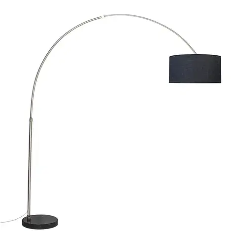 Oblúkové lampy Oceľová oblúková lampa s tienidlom z látky čierna 50 cm - XXL