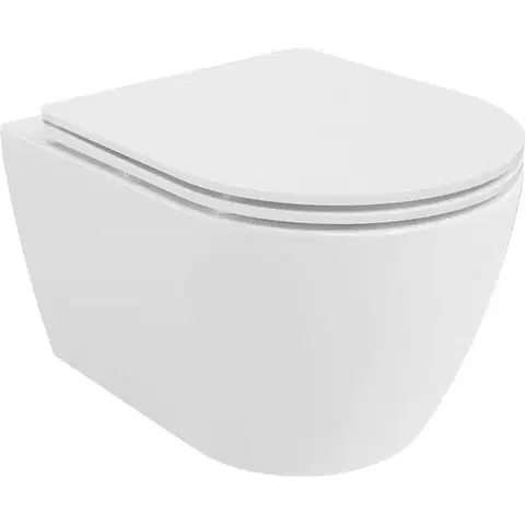 Záchody MEXEN/S - Carmen Závesná WC misa Rimless Tornado vrátane sedátka s slow slim, duroplast, biela lesk 30880300T