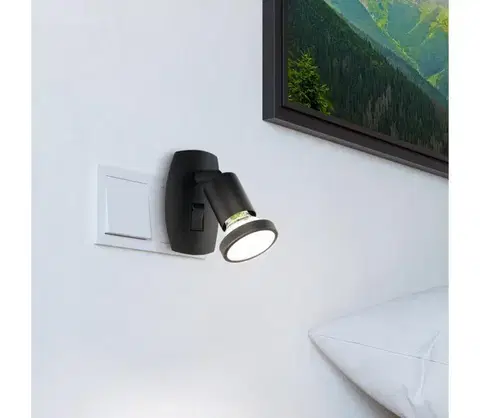 Svietidlá Eglo 300911 - LED zásuvkové svietidlo PARRINI 1xGU10/4,5W/230V čierne 300911