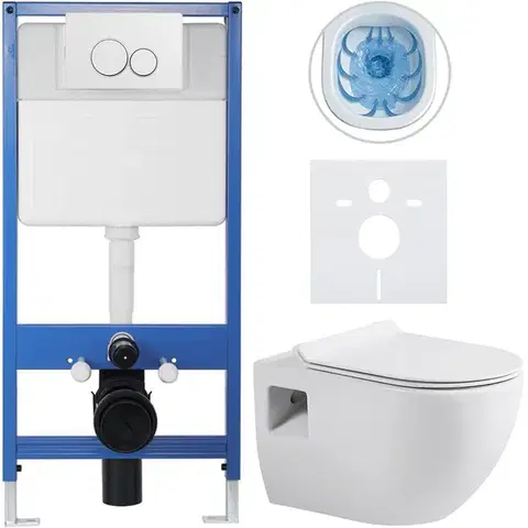 Záchody CERANO - Kompletný WC set Profi/Dure - biela lesklá - WC tlačidlo Duo/Biela - predstenová inštalácia - 51x35 CER-8050BD84279