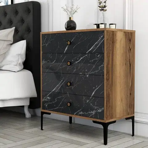 Komody Komoda Lizbon 541 - Walnut, Black