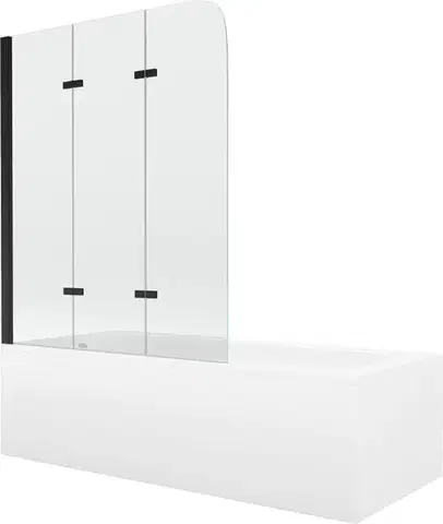 Sprchové dvere MEXEN/S - Vega obdĺžniková vaňa 180 x 80 cm s panelom + vaňová zástena 120, transparent, čierna 550118080X9012037000