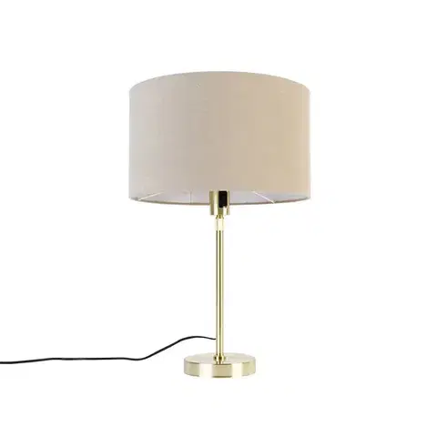 Stolné lampy Stolná lampa zlatá nastaviteľná s tienidlom svetlohnedá 35 cm - Parte