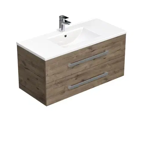 Kúpeľňový nábytok Kúpeľňová skrinka s umývadlom SAT Cube Way 100x53x46 cm dub Wellington mat CUBE461002DWMOD CUBE461002DWMOD