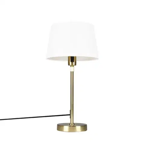 Stolné lampy Stolná lampa zlatá/mosadzná s bielym tienidlom 25 cm nastaviteľná - Parte