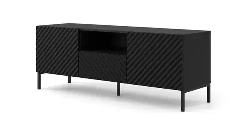 TV stolíky ArtBm Tv stolík SURF 150 | 2D1S Prevedenie: Čierny mat / čierne nohy