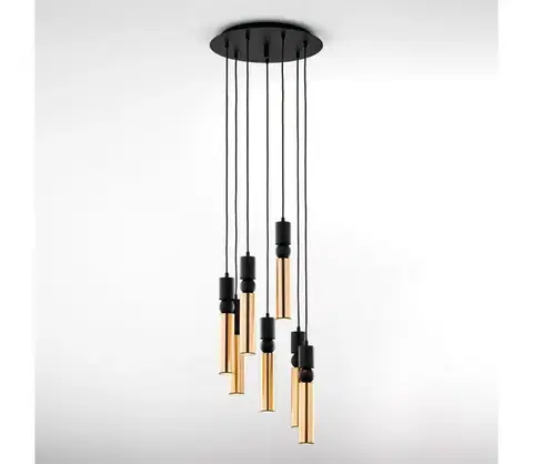 Svietidlá Jupiter 2018 - Luster na lanku ALAS 7xGU10/10W/230V zlatá/čierna 2018
