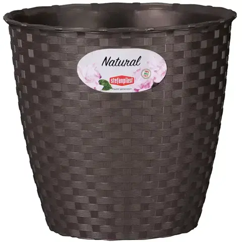 Záhrada Obal na kvetináč NATURAL plastový 19x18 cm tmavohnedý