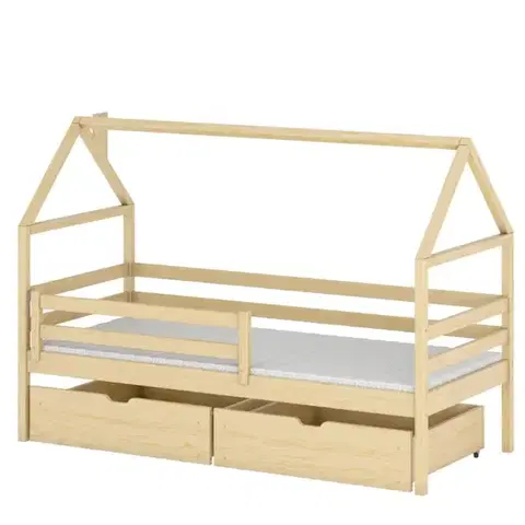 Detské postele Posteľ Domček Aron 90x200 borovica