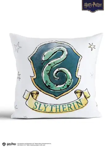 Dekoračné obliečky MKLozkoviny.sk Obliečka na vankúš mikroplyš Harry Potter 40 × 40 cm - Slizolin biele-  -
