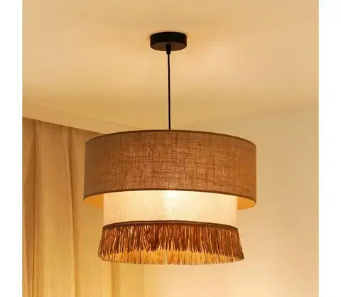 Svietidlá BRILAGI - Luster na lanku WINNETOU BOHO 1xE27/15W/230V pr. 45 cm hnedá/krémová 608770