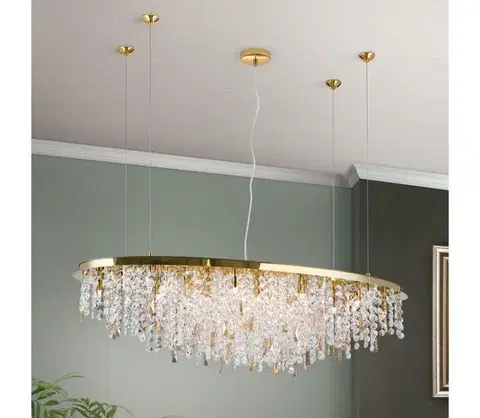 Svietidlá Orion - Krištáľový luster na lanku CRYSTALRIVER 21xG9/40W/230V zlatá LU 2517/120x45 gold