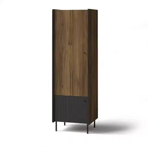 Šatníkové skrine Šatníková skriňa Prestigo P2 2d Orech War/San Seb/Black Matt