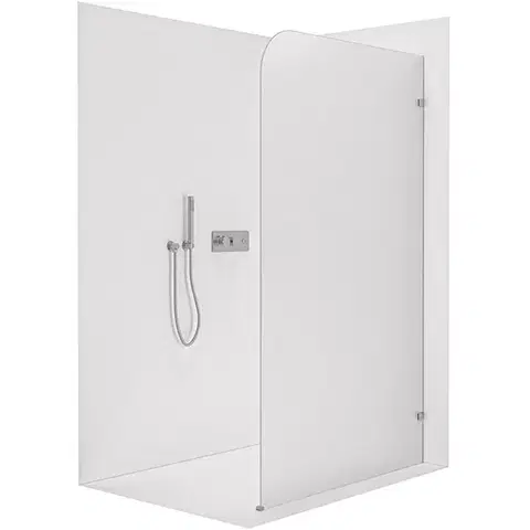 Sprchové dvere CERANO - Sprchová zástena Walk-in Orbis - Pravá - 8 mm - chróm, mliečne sklo - 100x200 CER-999923