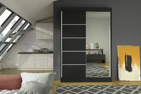 Šatníkové skrine Šatníková skriňa LONY 3 čierna