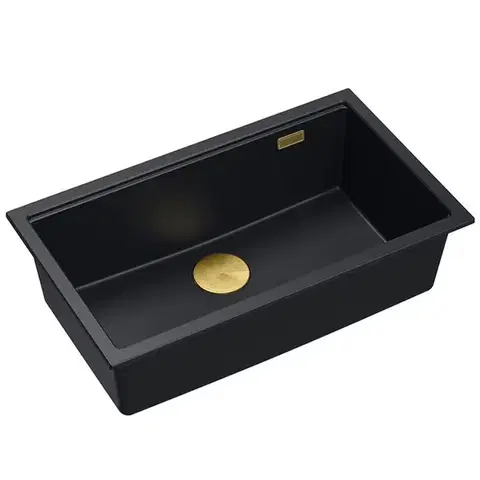 Kuchynské drezy Quadron Quadron - Granitový drez Logan 110 Black Zlaty HQD7644U7_PVDG1_U