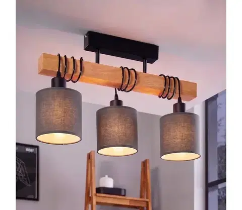 Svietidlá BRILAGI - Prisadený luster NUBILA 3xE27/60W/230V borovica/antracit 1xEG44074+3xBG1574