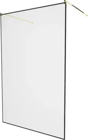 Sprchové dvere MEXEN/S - KIOTO samostatne stojaca sprchová zástena 110 x 200, transparent/čierna vzor 8 mm, zlatá 800-110-002-50-70