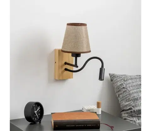 Svietidlá BRILAGI - LED Nástenná lampa NUBILA WOOD 1xE27/25W/230V + LED/3W dub/hnedá BG1564+BG1570