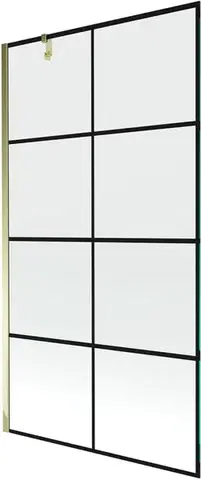 Sprchové dvere MEXEN/S - Next vaňová zástena FIX 100x150, čierny dekor, zlato 895-100-000-00-77-50